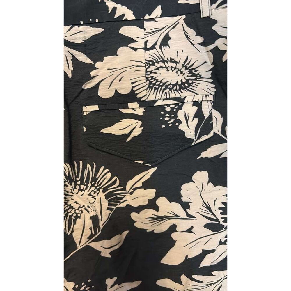 Banana Republic Wide Leg Pants Black Floral Print Size 12 - Picture 7 of 7